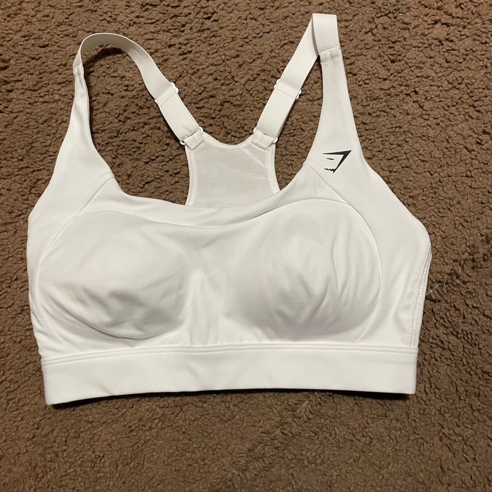 Gym shark racer back training sports Bra- white